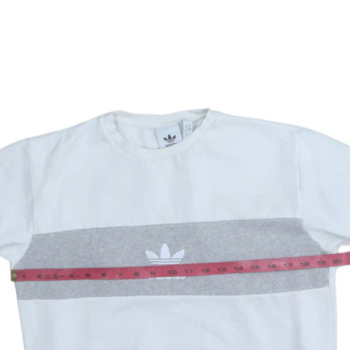 Adidas Mens White Grey Logo Sweatshirt XS Regular Fit Crew Neck - Image 2