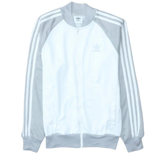 Adidas Men's White & Grey Track Jacket Size S Full Zip Casual Sports