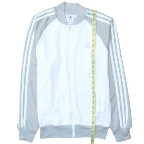 Adidas Men's White & Grey Track Jacket Size S Full Zip Casual Sports - Image 2