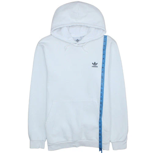 Adidas Men's White Pullover Hoodie L Regular Fit Fleece Sweatshirt - Image 2