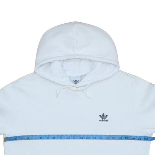 Adidas Men's White Pullover Hoodie L Regular Fit Fleece Sweatshirt - Image 3