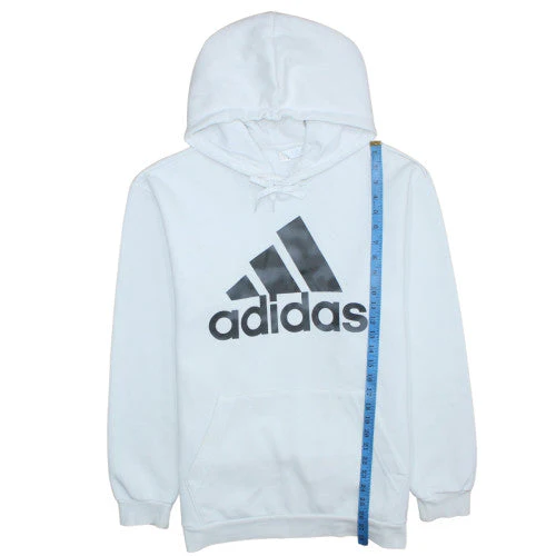 Adidas Men's White Pullover Hoodie Medium Fleece Sportswear - Image 3