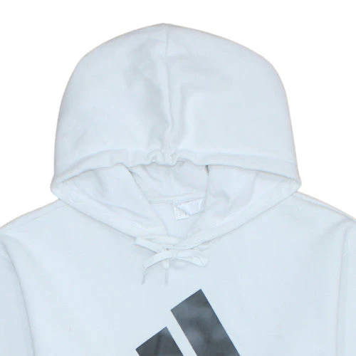 Adidas Men's White Pullover Hoodie Medium Fleece Sportswear - Image 8