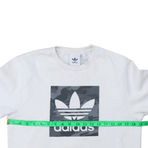 adidas Mens White S Pullover Sweatshirt Crew Neck Graphic Sports - Image 3