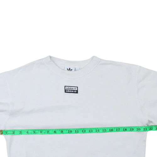 Adidas Mens White XS Crew Neck Sweatshirt with Logo Detail - Image 2