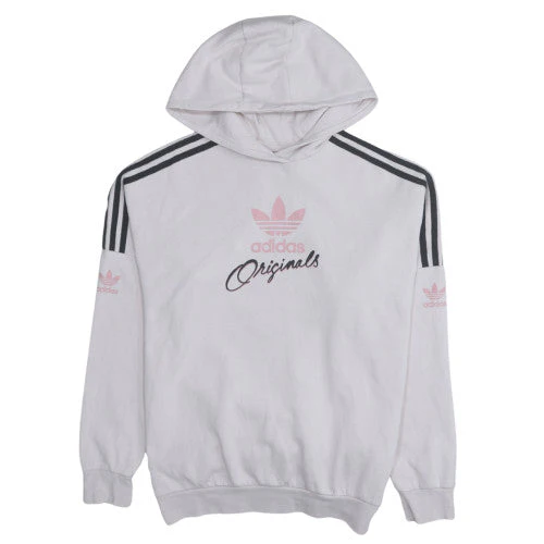 Adidas Originals Womens White Pullover Hoodie 13-14Y Teens Logo Print