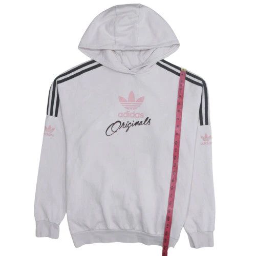 Adidas Originals Womens White Pullover Hoodie 13-14Y Teens Logo Print - Image 3