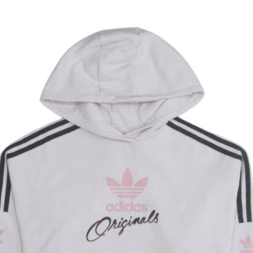 Adidas Originals Womens White Pullover Hoodie 13-14Y Teens Logo Print - Image 7