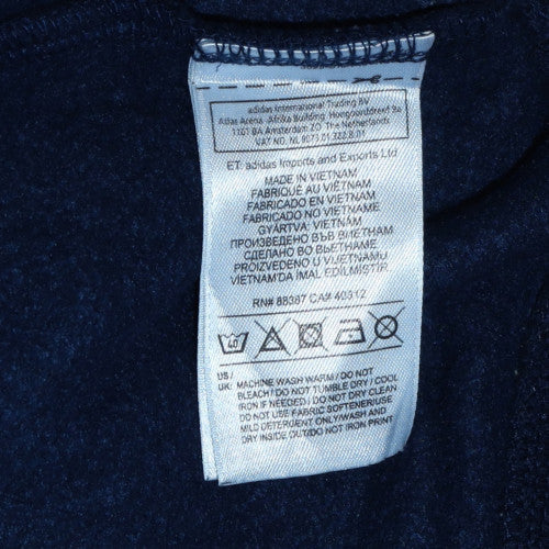 Adidas Teens Navy Blue Pullover Hoodie 164 Fleece Logo Sweatshirt - Image 6