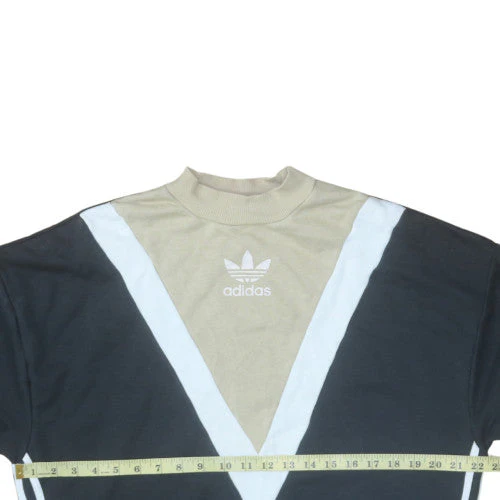 Adidas Women Beige Black Colourblock Crew Neck Sweatshirt Size 16 - Image 2