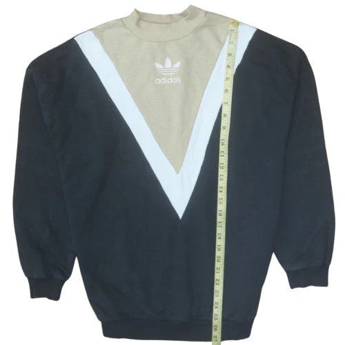 Adidas Women Beige Black Colourblock Crew Neck Sweatshirt Size 16 - Image 3