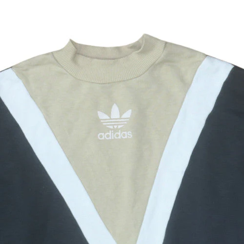 Adidas Women Beige Black Colourblock Crew Neck Sweatshirt Size 16 - Image 7