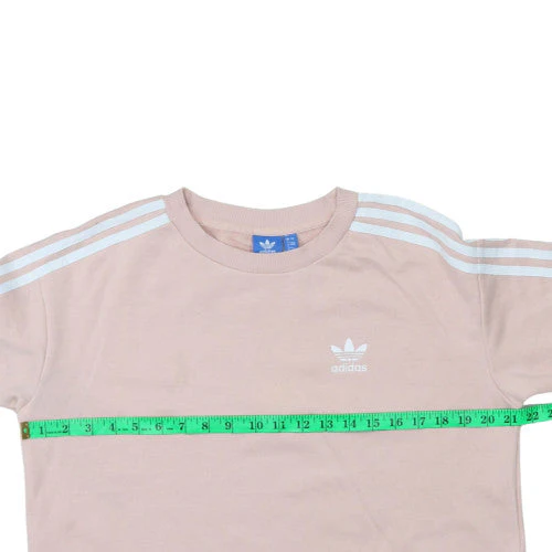Adidas Women Beige Crew Neck Sweatshirt Size 8 Logo Stripe Casual - Image 2