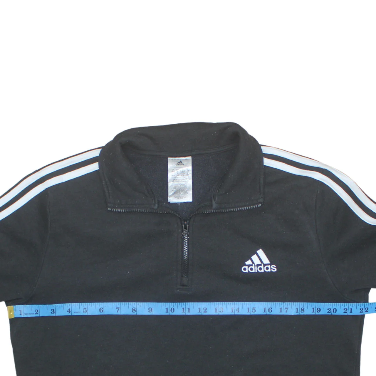 Adidas Women Black 1/2 Zip Sweatshirt L 16-18 Regular Pullover Fleece - Image 2