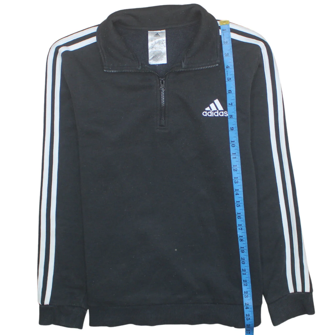 Adidas Women Black 1/2 Zip Sweatshirt L 16-18 Regular Pullover Fleece - Image 3