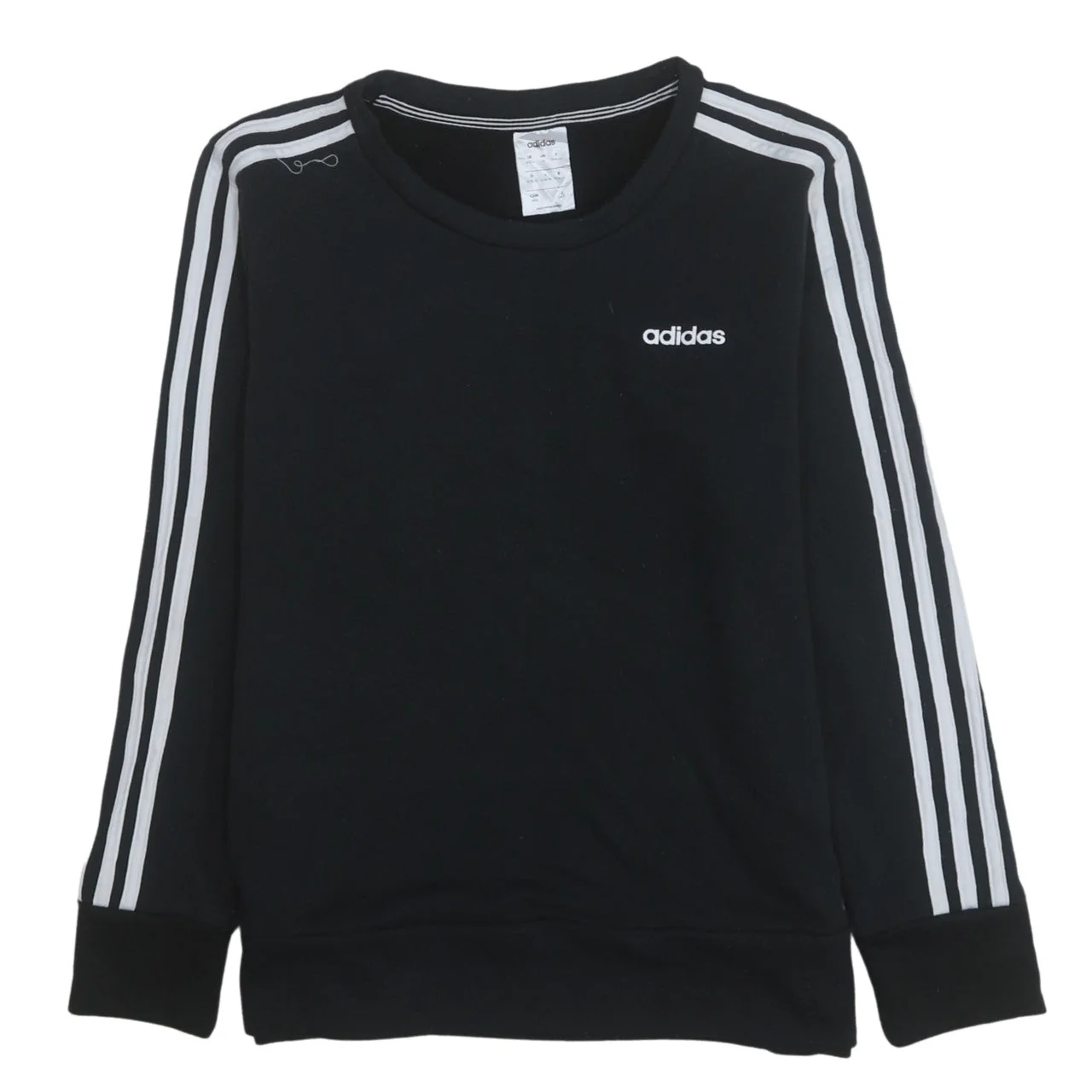 Adidas Women Black Crew Neck Long Sleeve Pullover Sweatshirt Size 12-14