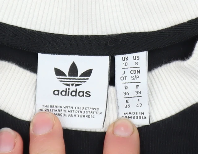 Adidas Women Black Crew Neck Long Sleeve Sweatshirt Size 10 - Image 4