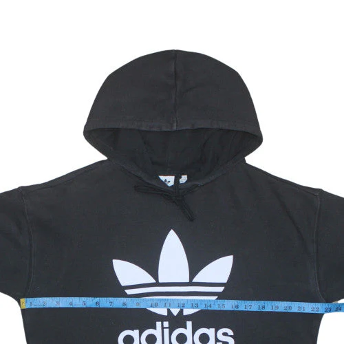 Adidas Women Black Hoodie Size 14 Pullover Cotton Blend Logo Hooded Sweatshirt - Image 2