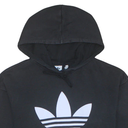 Adidas Women Black Hoodie Size 14 Pullover Cotton Blend Logo Hooded Sweatshirt - Image 5