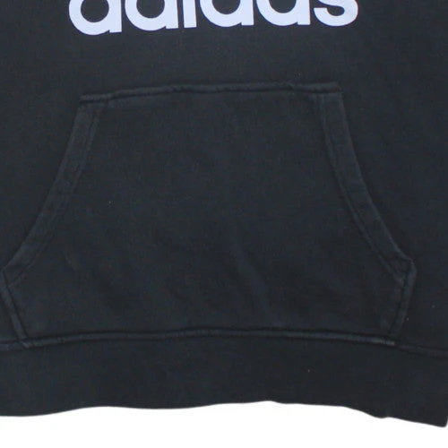 Adidas Women Black Hoodie Size 14 Pullover Cotton Blend Logo Hooded Sweatshirt - Image 8