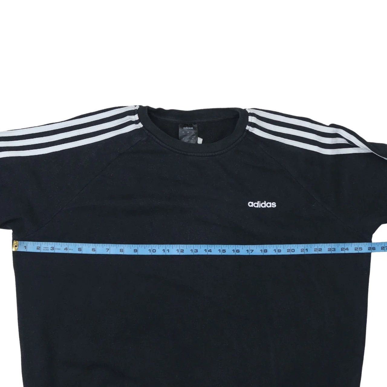 Adidas Women Black L Crew Neck Pullover Sweatshirt with Logo Stripes - Image 2