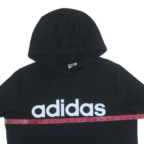 Adidas Women Black Pullover Hoodie L 16-18 Hooded Sweatshirt - Image 2