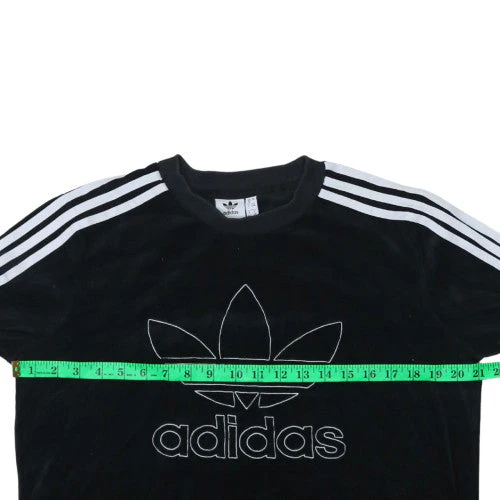 Adidas Women Black Velour Pullover Sweatshirt UK 20 Long Sleeve Crew Neck - Image 2