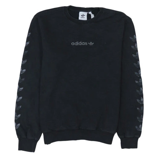 Adidas Women Black XS Pullover Sweatshirt Crew Neck Logo Cotton Blend