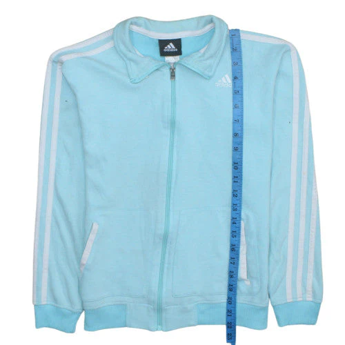 Adidas Women Blue Full Zip Sweatshirt Size L Classic Sportswear - Image 2