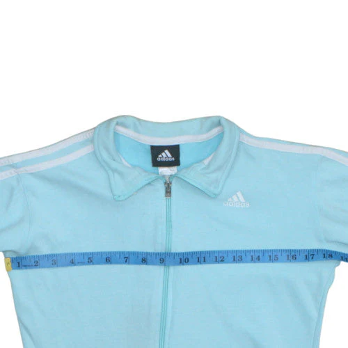 Adidas Women Blue Full Zip Sweatshirt Size L Classic Sportswear - Image 3