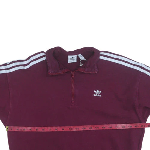 Adidas Women Burgundy 1/2 Zip Sweatshirt Size 12 UK Cotton Blend - Image 2