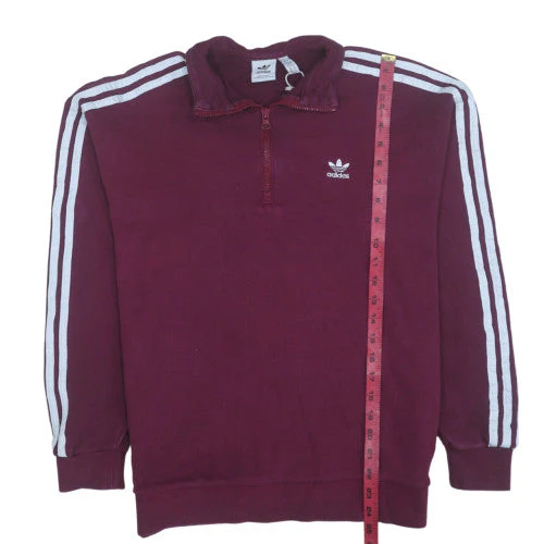 Adidas Women Burgundy 1/2 Zip Sweatshirt Size 12 UK Cotton Blend - Image 3
