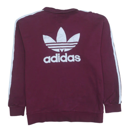 Adidas Women Burgundy 1/2 Zip Sweatshirt Size 12 UK Cotton Blend - Image 4