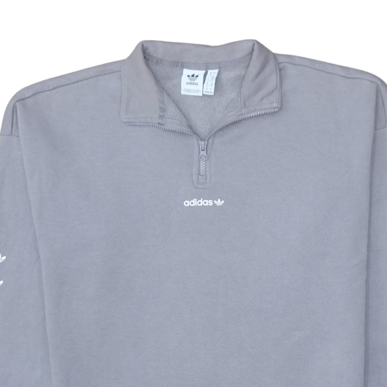 Adidas Women Grey 1/2 Zip Sweatshirt Size 10 Classic Logo Pullover - Image 8