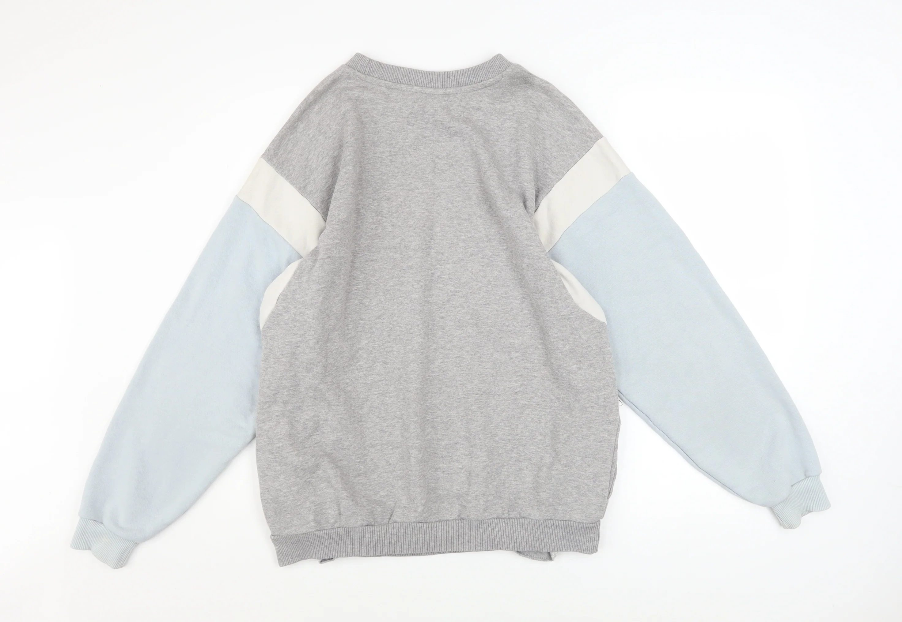 Adidas Women Grey Colourblock Crew Neck Pullover Sweatshirt UK 14 - Image 3