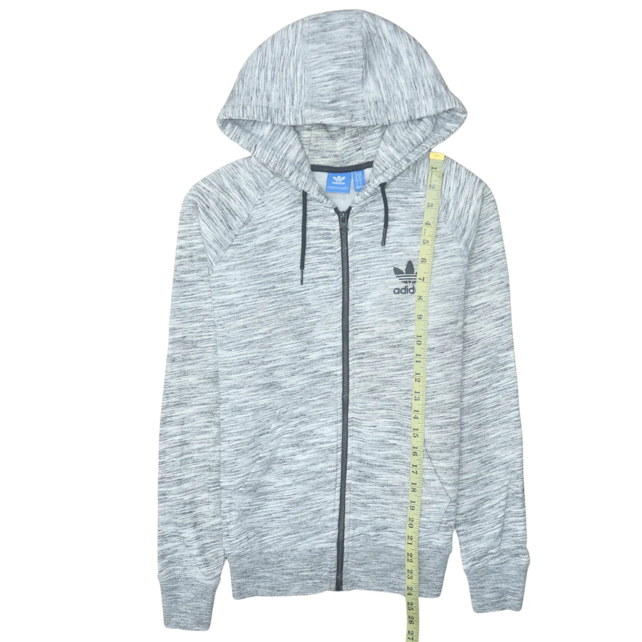 Adidas Women Grey Full Zip Hoodie Size 10 Regular Fit - Image 3