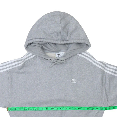 Adidas Women Grey Hooded Pullover Crop Sweatshirt UK 6 XS - Image 3