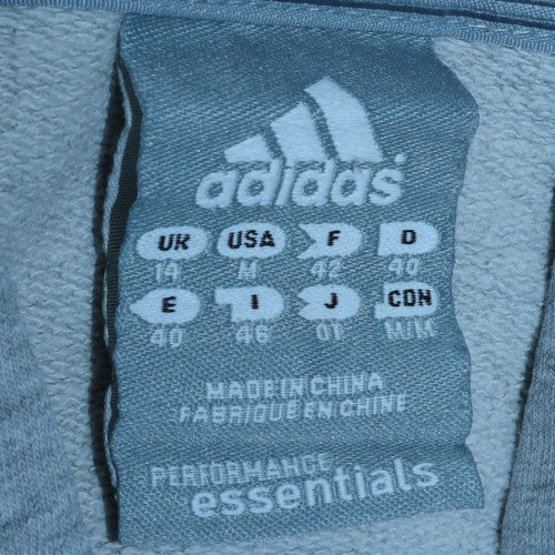 Adidas Women Grey Hooded Pullover Sweatshirt Size 14 Essentials - Image 5