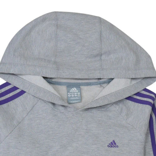 Adidas Women Grey Hooded Pullover Sweatshirt Size 14 Essentials - Image 8