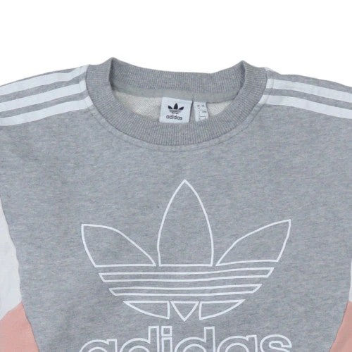 Adidas Women Grey Pink Colourblock Crew Neck Sweatshirt Size 4 - Image 8