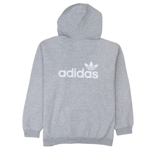 Adidas Women Grey Pullover Hoodie Size 10 Logo Print Casual Sweatshirt - Image 4