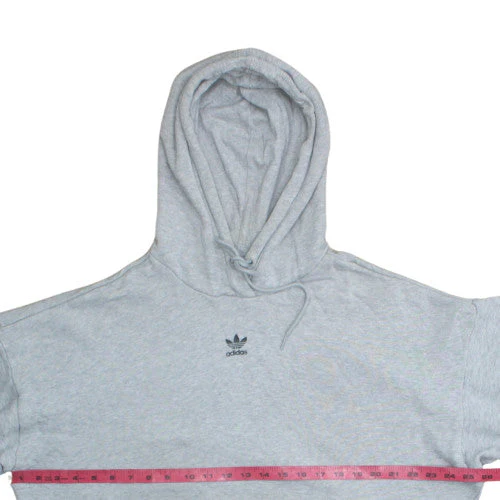 Adidas Women Grey Pullover Hoodie UK 16 Relaxed Fit Lined Logo Sweatshirt - Image 2