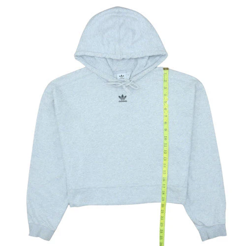 Adidas Women Grey Size 10 Cropped Hoodie Sweatshirt Casual - Image 3