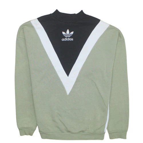 Adidas Women Khaki Black Colourblock Sweatshirt UK 8 Crew Neck Pullover