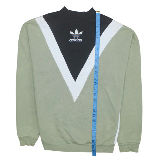 Adidas Women Khaki Black Colourblock Sweatshirt UK 8 Crew Neck Pullover - Image 2