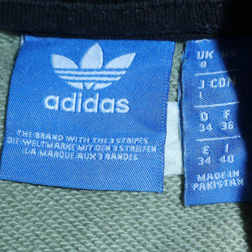 Adidas Women Khaki Black Colourblock Sweatshirt UK 8 Crew Neck Pullover - Image 5
