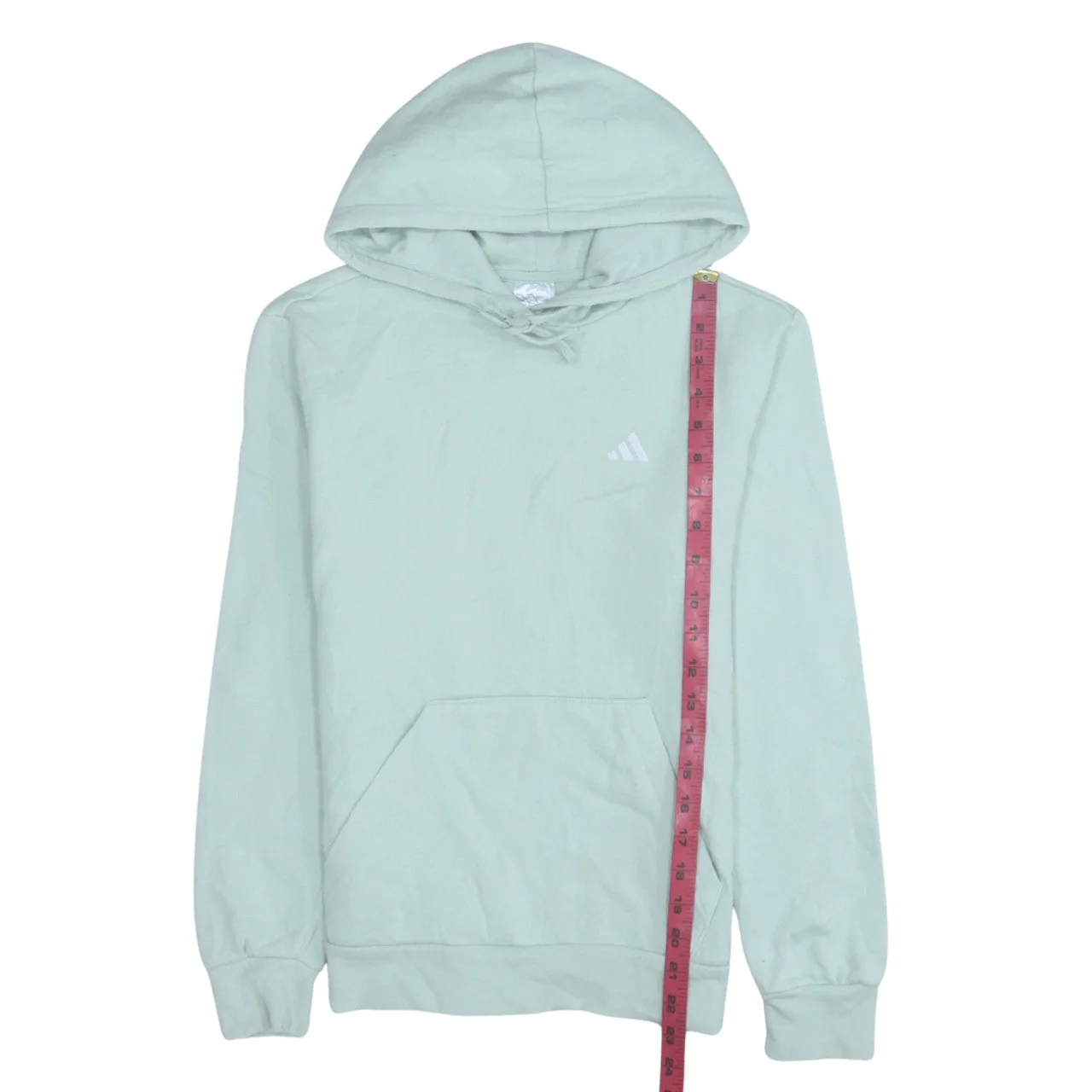 Adidas Women Mint Green XS Pullover Hoodie with Logo Pocket - Image 2