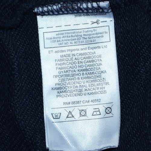 Adidas Women Navy Blue 1/2 Zip Hoodie with Logo Detail Size 10 - Image 5