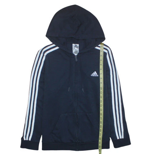 Adidas Women Navy Blue Full Zip Hoodie L 16-18 Cotton Blend - Image 3