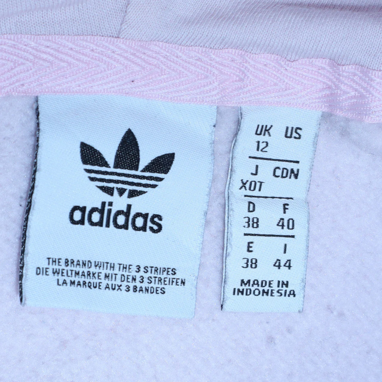 Adidas Women Pink Pullover Hoodie Size 12 Logo Casual Sweatshirt - Image 5